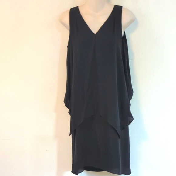 Theory Black Lyall Janelyn Flyaway Panel Silk Georgette Dress - Picture 5 of 16